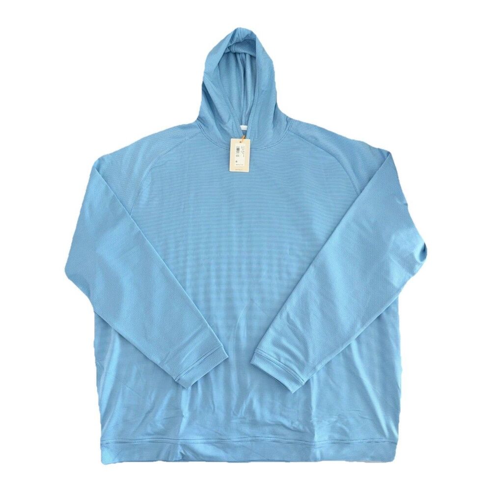 Peter Millar Crown Sport MF25EK45B Blue Striped Pullover Hoodie Jacket Men's 2XL